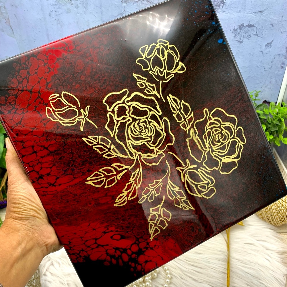 Black and red gold roses Art Home Decor, Abstract Painting,resin canvas painting